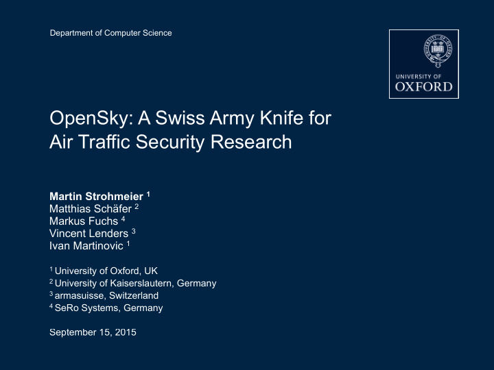 opensky a swiss army knife for air traffic security