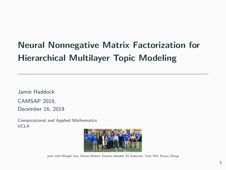 neural nonnegative matrix factorization for hierarchical