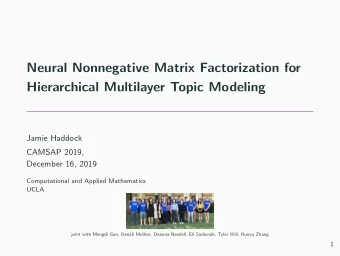 Neural Nonnegative Matrix Factorization for  Hierarchical Multilayer Topic Modeling  Jamie Haddock