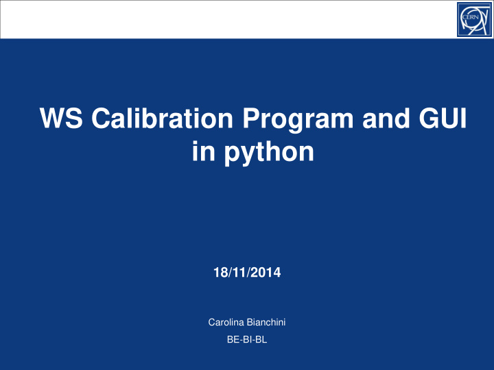 ws calibration program and gui