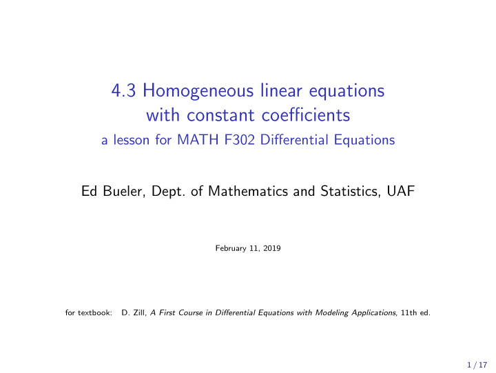 4 3 homogeneous linear equations with constant