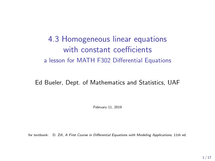 4 3 homogeneous linear equations with constant