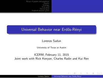 Universal Behavior near Erd  os-R  enyi  Lorenzo Sadun  University of Texas at Austin  ICERM;