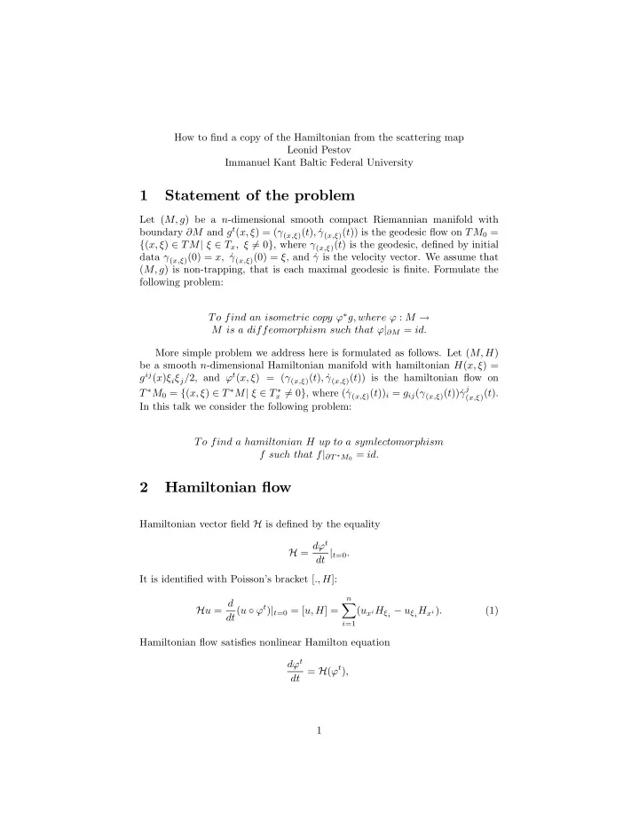 1 statement of the problem