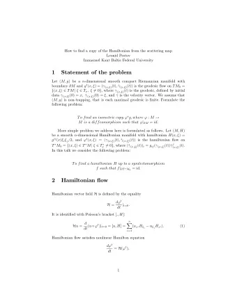 1  Statement of the problem Let ( M; g ) be a n -dimensional smooth compact Riemannian manifold