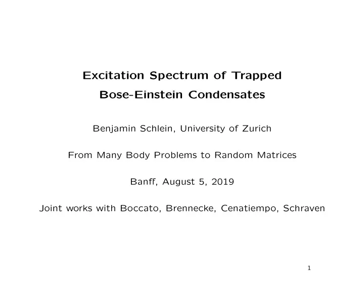 excitation spectrum of trapped bose einstein condensates
