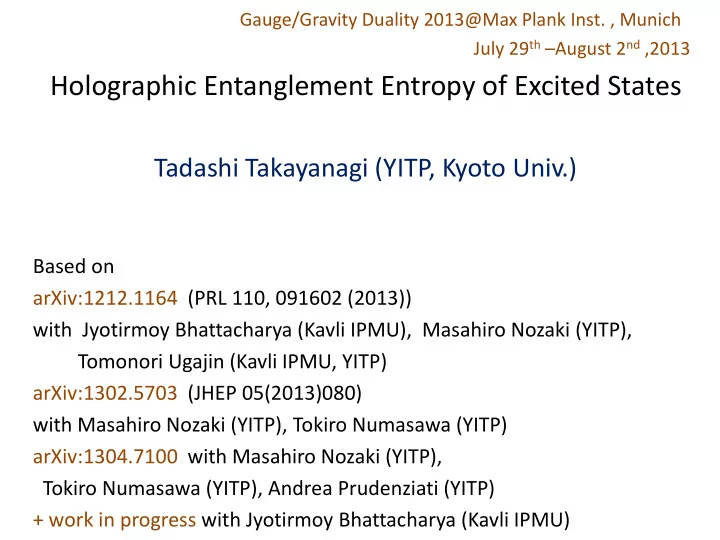 holographic entanglement entropy of excited states