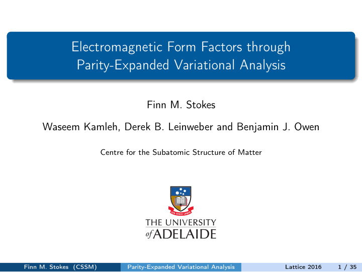 electromagnetic form factors through parity expanded