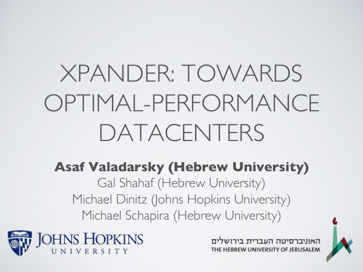xpander towards optimal performance datacenters