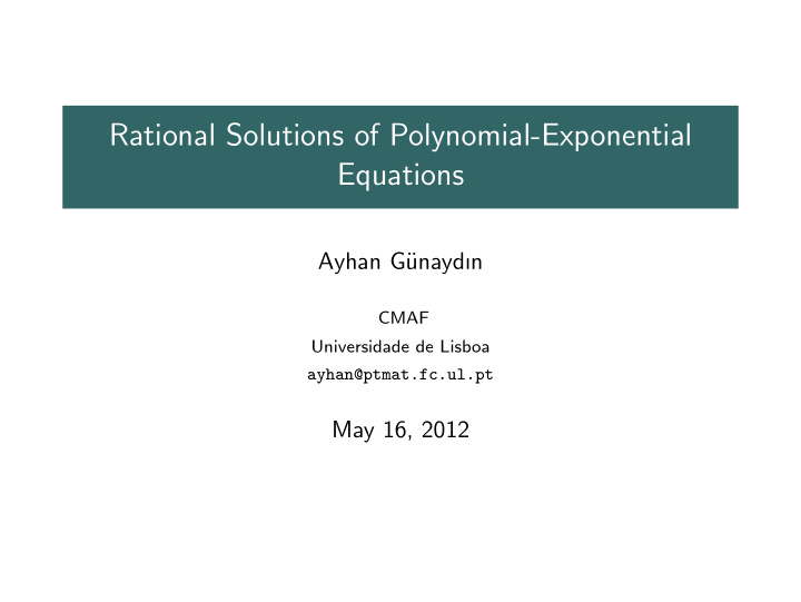 rational solutions of polynomial exponential equations