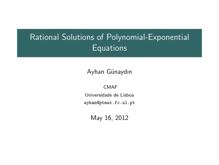 rational solutions of polynomial exponential equations