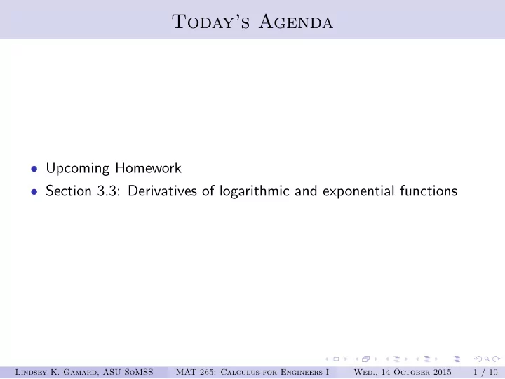 today s agenda