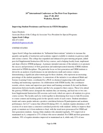 26 th International Conference on The First-Year Experience  June 17-20, 2013  Waikoloa, Hawaii