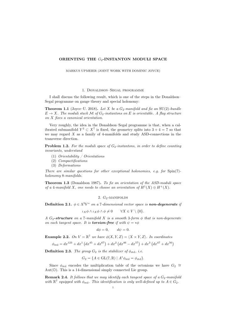 orienting the g 2 instanton moduli space