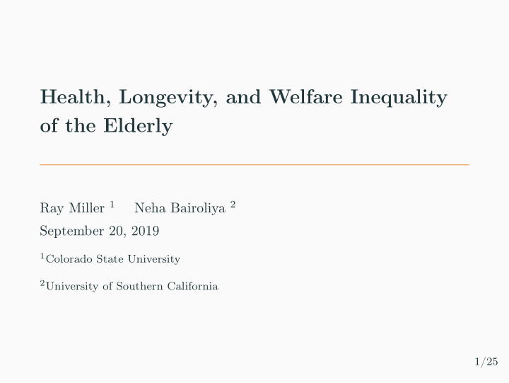 health longevity and welfare inequality of the elderly