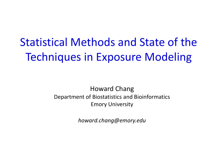 statistical methods and state of the techniques in