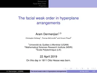 The facial weak order in hyperplane  arrangements Aram Dermenjian 1,3 Christophe Hohlweg 1 , Thomas