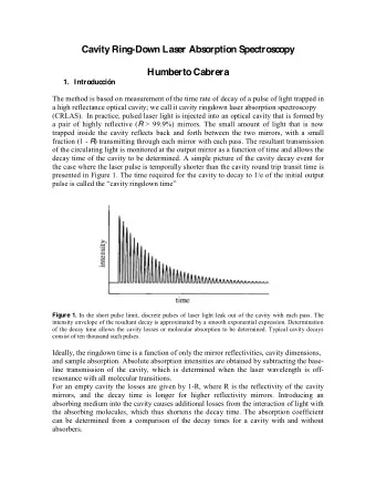 Cavity Ring-Down Las  er Abs  orption Spectros  copy  Humberto Cabrera 1. Introduccin  The method