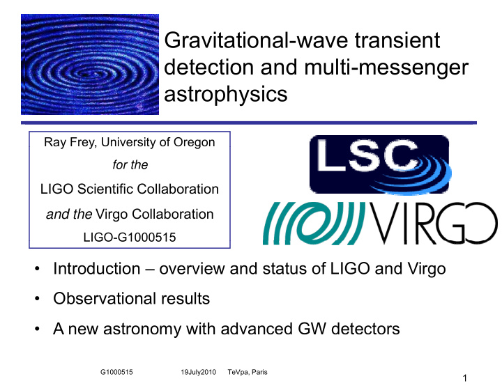 gravitational wave transient detection and multi