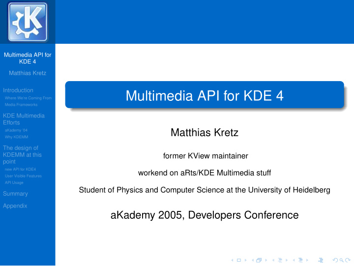 multimedia api for kde 4