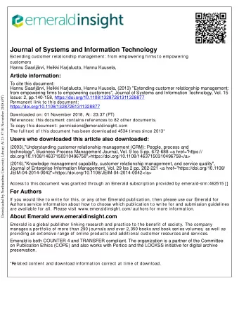 Journal of Systems and Information Technology  Extending customer relationship management: from