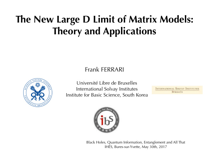 the new large d limit of matrix models theory and