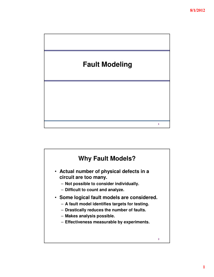 fault modeling