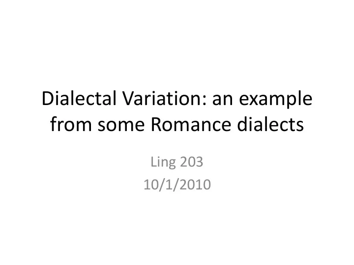 from some romance dialects