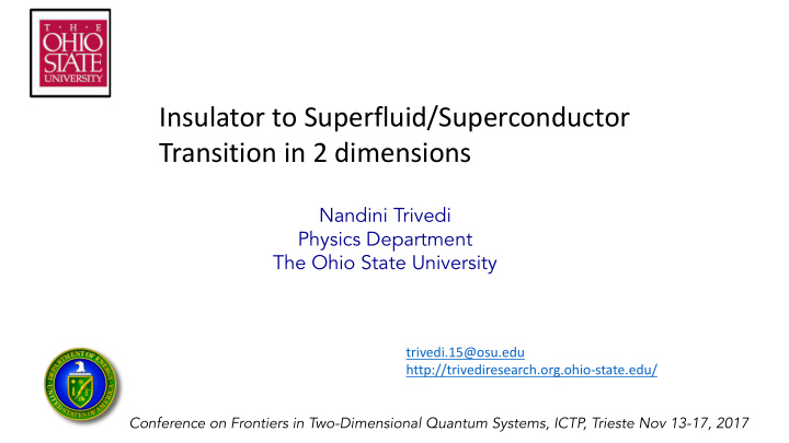 insulator to superfluid superconductor transition in 2