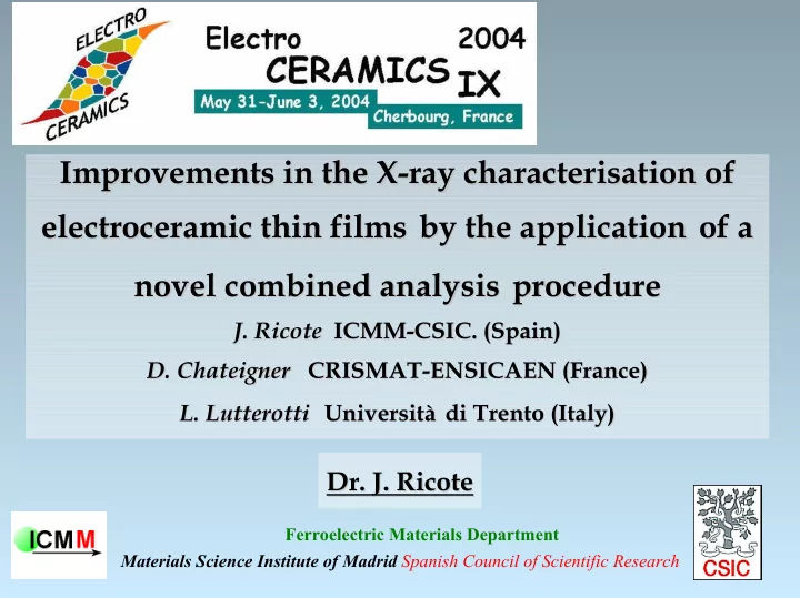 improvements in the x ray characterisation of ray