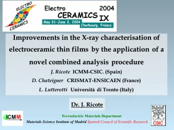 Improvements in the X-  -ray characterisation of  ray characterisation of  Improvements in the X