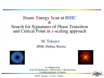 Beam  Energy Scan at RHIC  &amp;  Search for Signatures of Phase Transition  and Critical Point in
