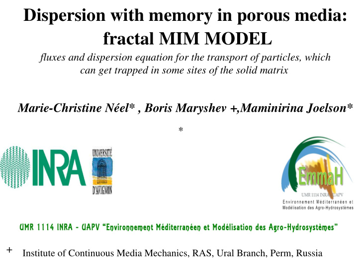 dispersion with memory in porous media fractal mim model