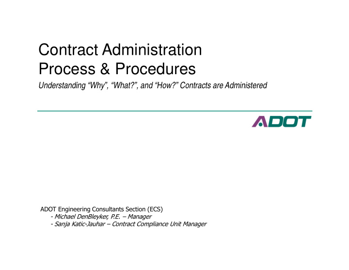 contract administration process amp procedures