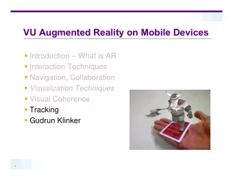 VU Augmented Reality on Mobile Devices  VU Augmented Reality on Mobile Devices  Introduction