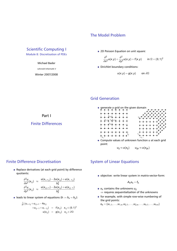 the model problem scientific computing i