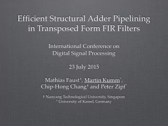 Efficient Structural Adder Pipelining  in Transposed Form FIR Filters  International Conference on