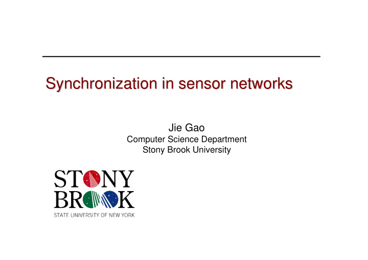 synchronization in sensor networks synchronization in