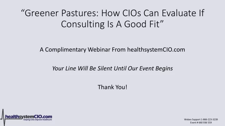 consulting is a good fit
