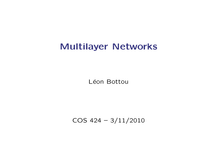 multilayer networks