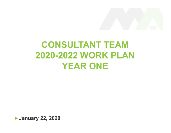 consultant team 2020 2022 work plan year one