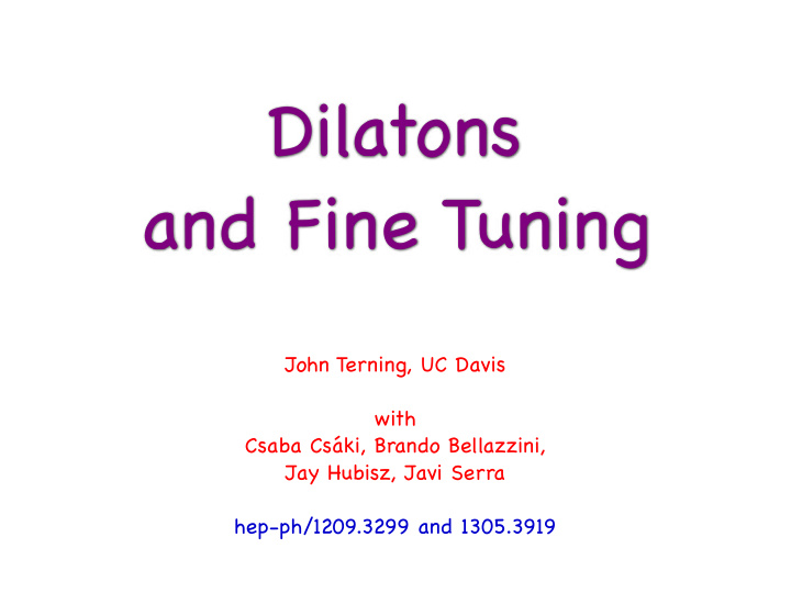 dilatons and fine tuning