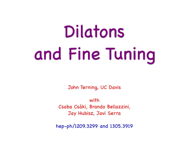 dilatons and fine tuning