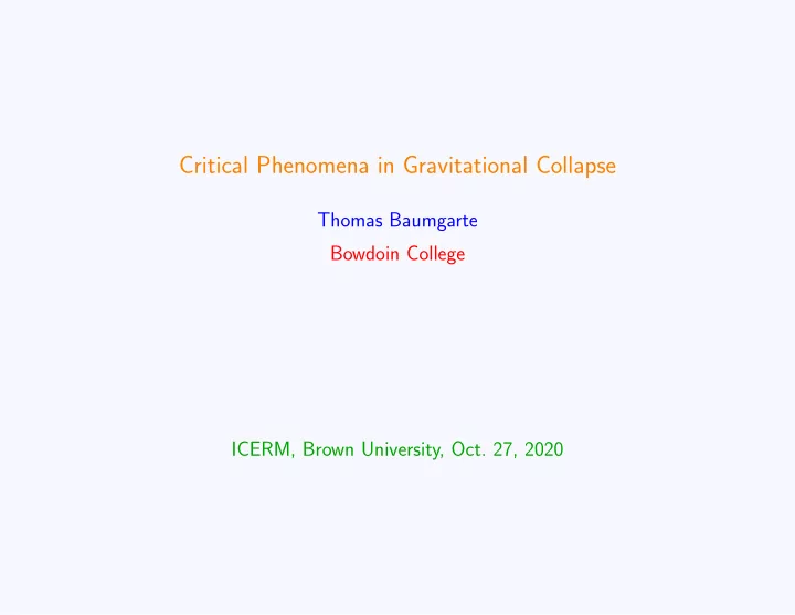 critical phenomena in gravitational collapse