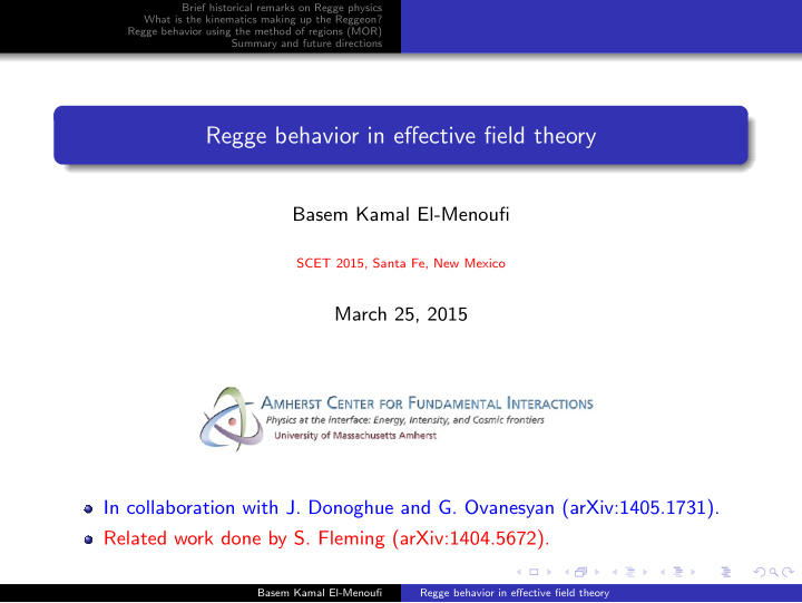 regge behavior in effective field theory