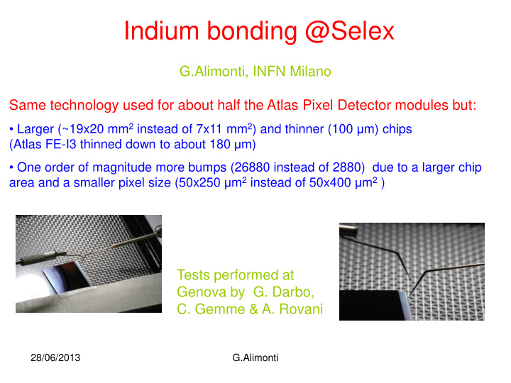 indium bonding selex
