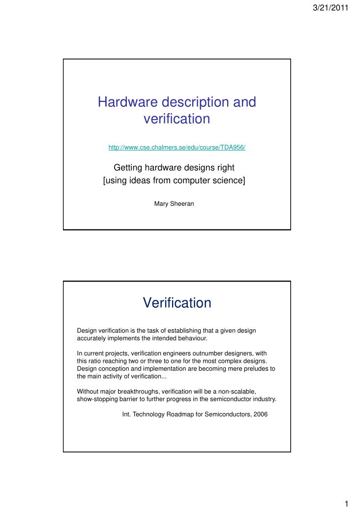 hardware description and verification