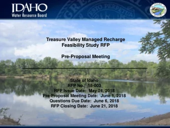 Treasure Valley Managed Recharge  Feasibility Study RFP  Pre-Proposal Meeting  State of Idaho  RFP