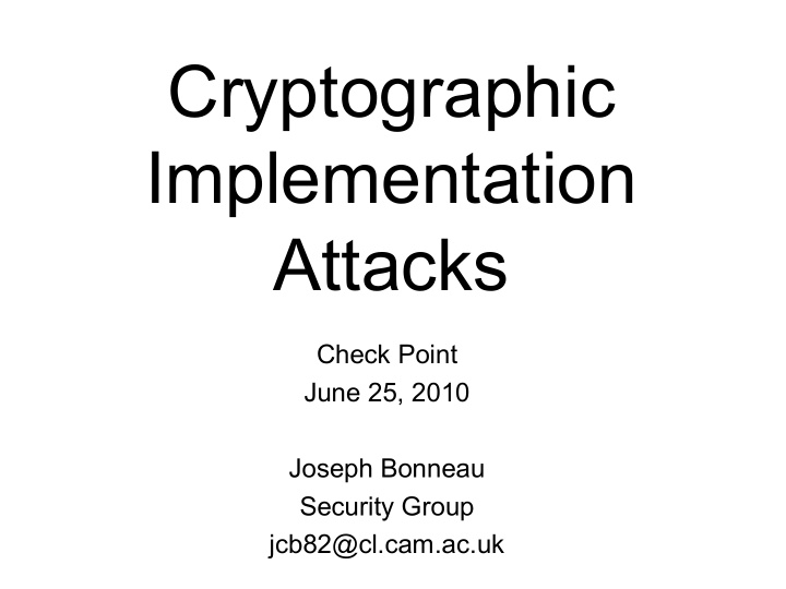 cryptographic implementation attacks