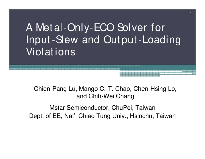 a metal only eco s olver for input s lew and output